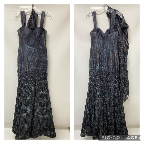 Ivonne D Rosette beaded, sleeveless long gown - Picture 6 of 12